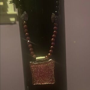 Elegant Red and Silver Necklace with Sparkling Pendant